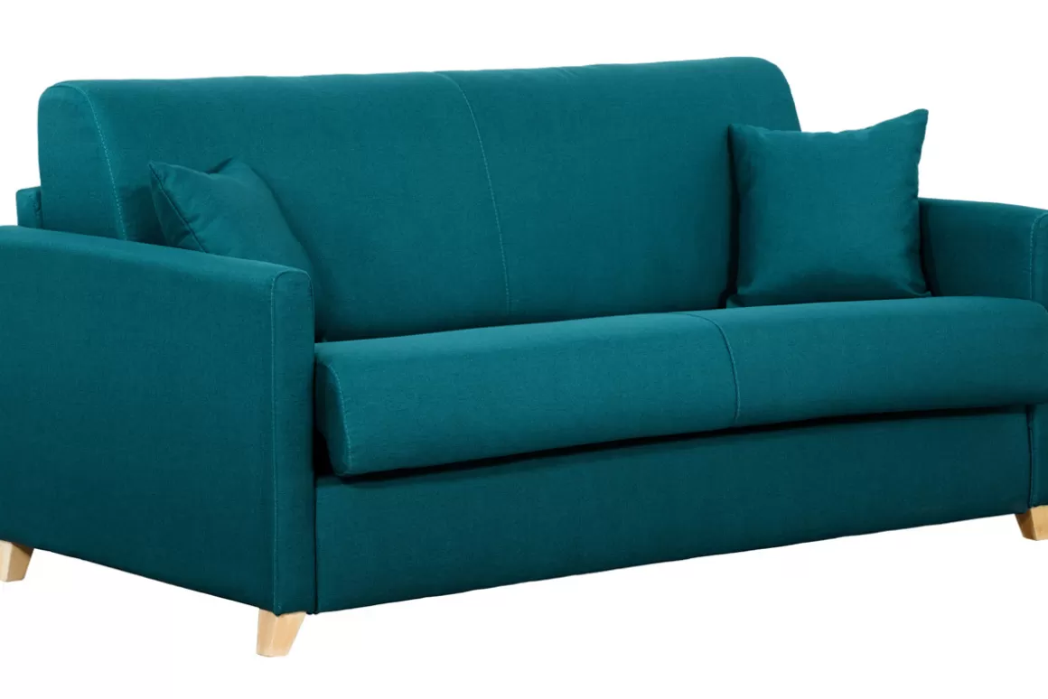 Miliboo Pfauenblau skandinavisches 3-Sitzer-Sofabett SKANDY