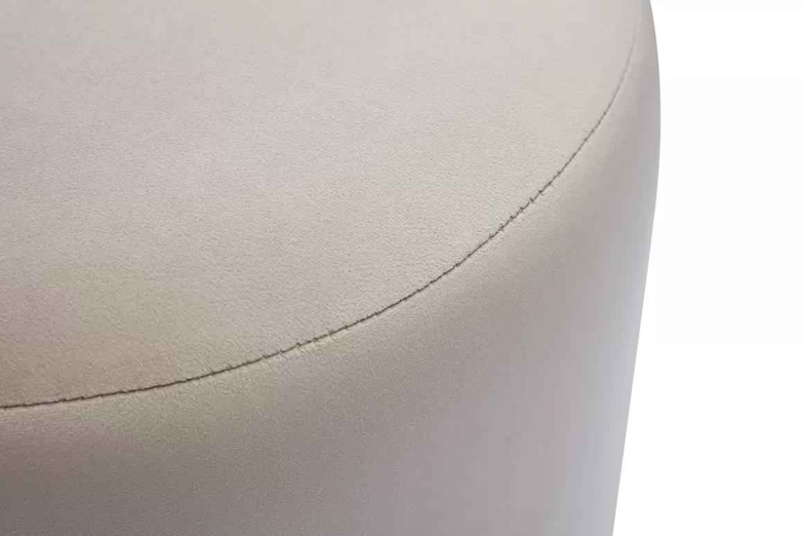 Miliboo Runder Samtpouf in Taupe und Goldmetall D40 cm AMAYA