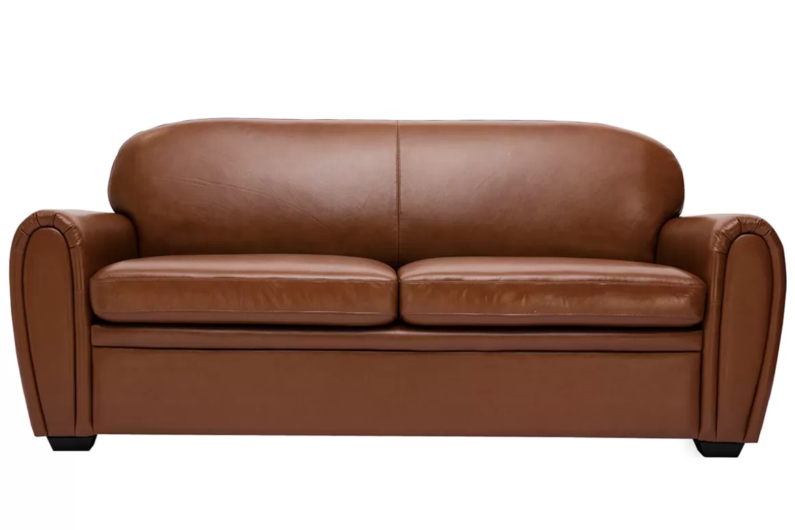 Miliboo Schlafsofa aus braunem Leder 3-Sitzer CLUB