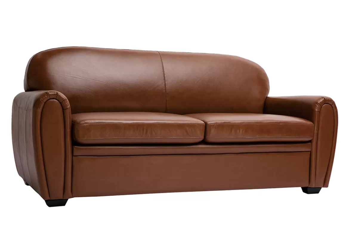 Miliboo Schlafsofa aus braunem Leder 3-Sitzer CLUB