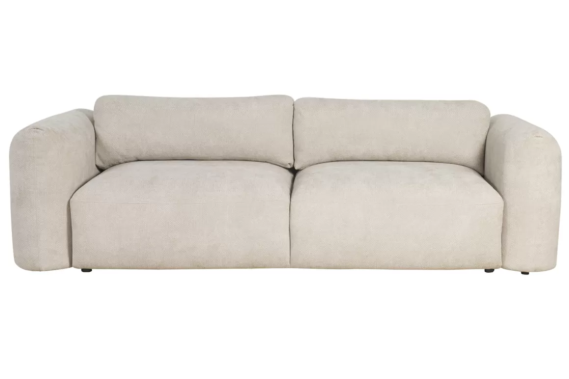 Miliboo Schlafsofa mit Bettkasten aus beigem Chenille-Veloursstoff 4-Sitzer CRUSH