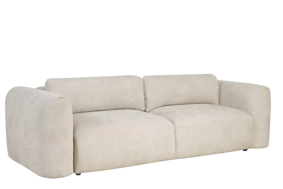 Miliboo Schlafsofa mit Bettkasten aus beigem Chenille-Veloursstoff 4-Sitzer CRUSH