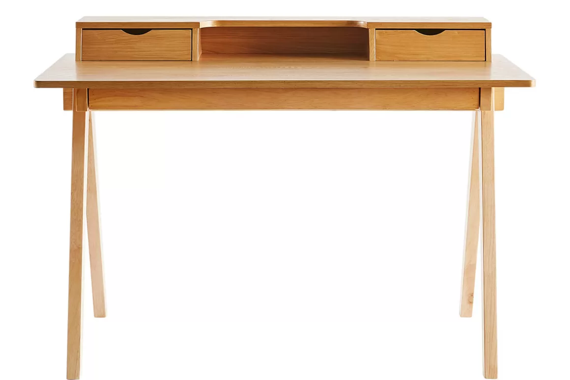 Miliboo Schreibtisch aus hellem Holz mit Ablagen L120 cm PULITO