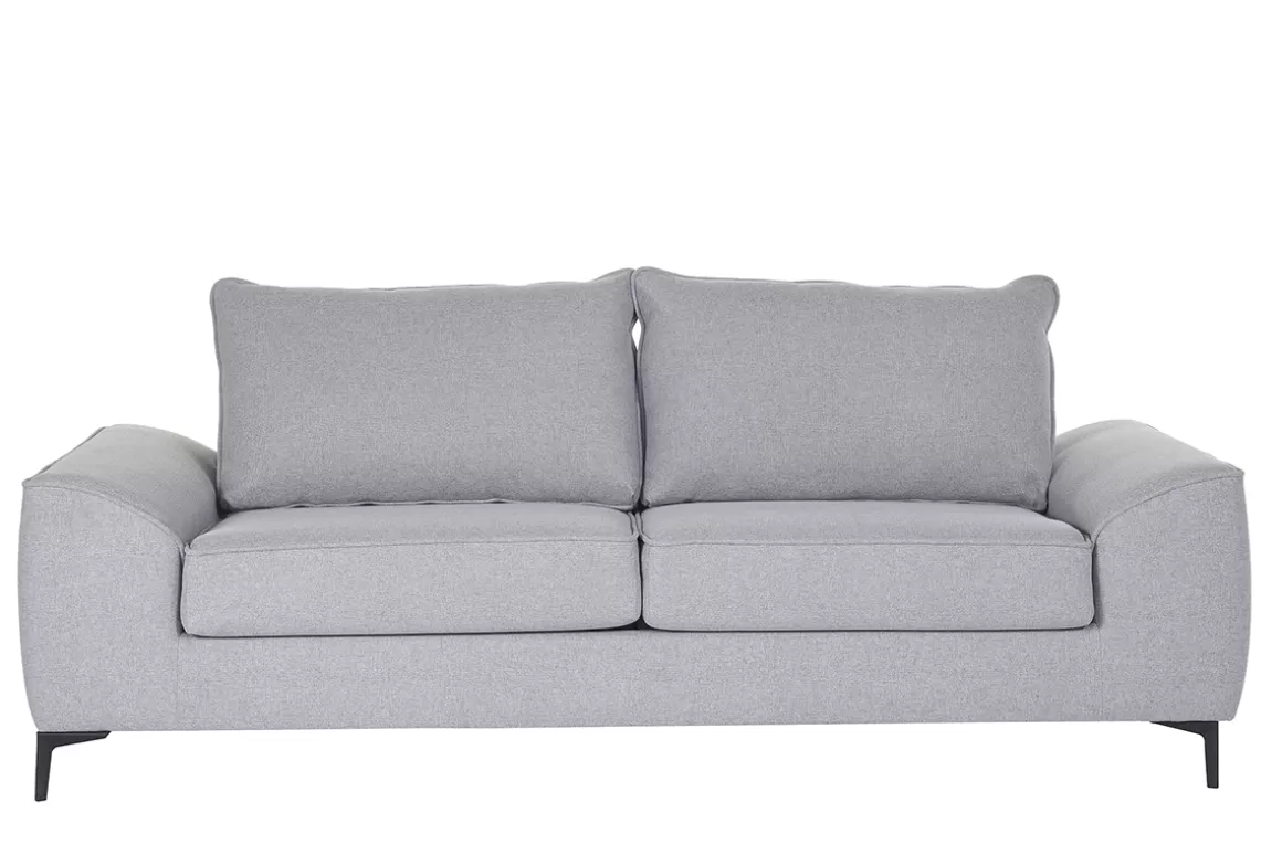 Miliboo 3-Sitzer Design-Schlafsofa mit grauem Stoff und schwarzem Metall GAEL