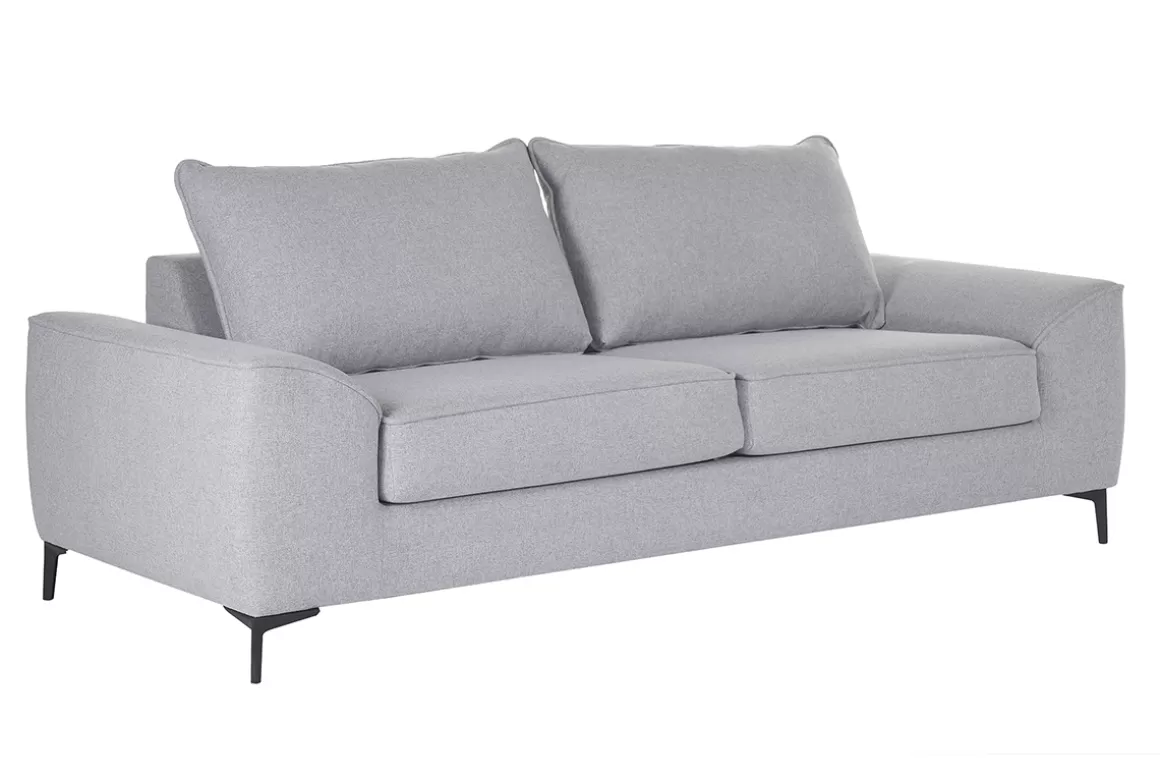 Miliboo 3-Sitzer Design-Schlafsofa mit grauem Stoff und schwarzem Metall GAEL