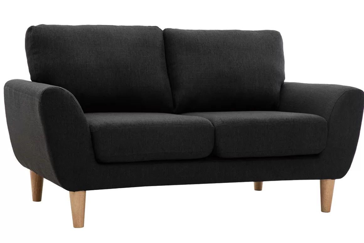 Miliboo 2-Sitzer Sofa mit Stoffbezug in dunkelgrauer ALICE