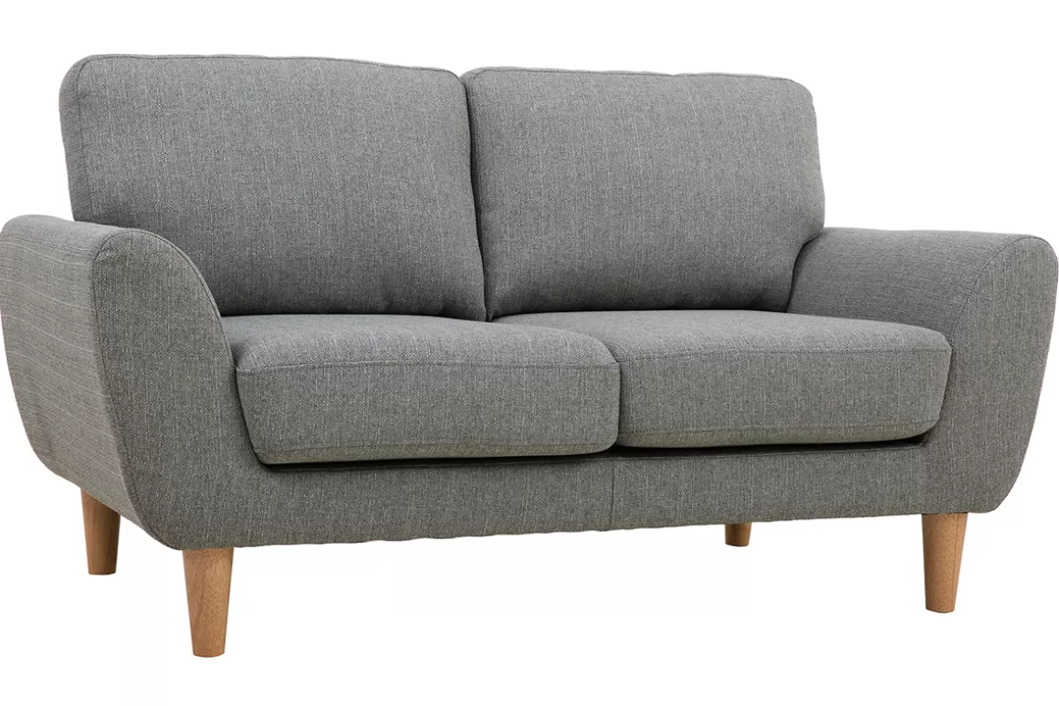 Miliboo 2-Sitzer Sofa mit Stoffbezug in Hellgrau ALICE