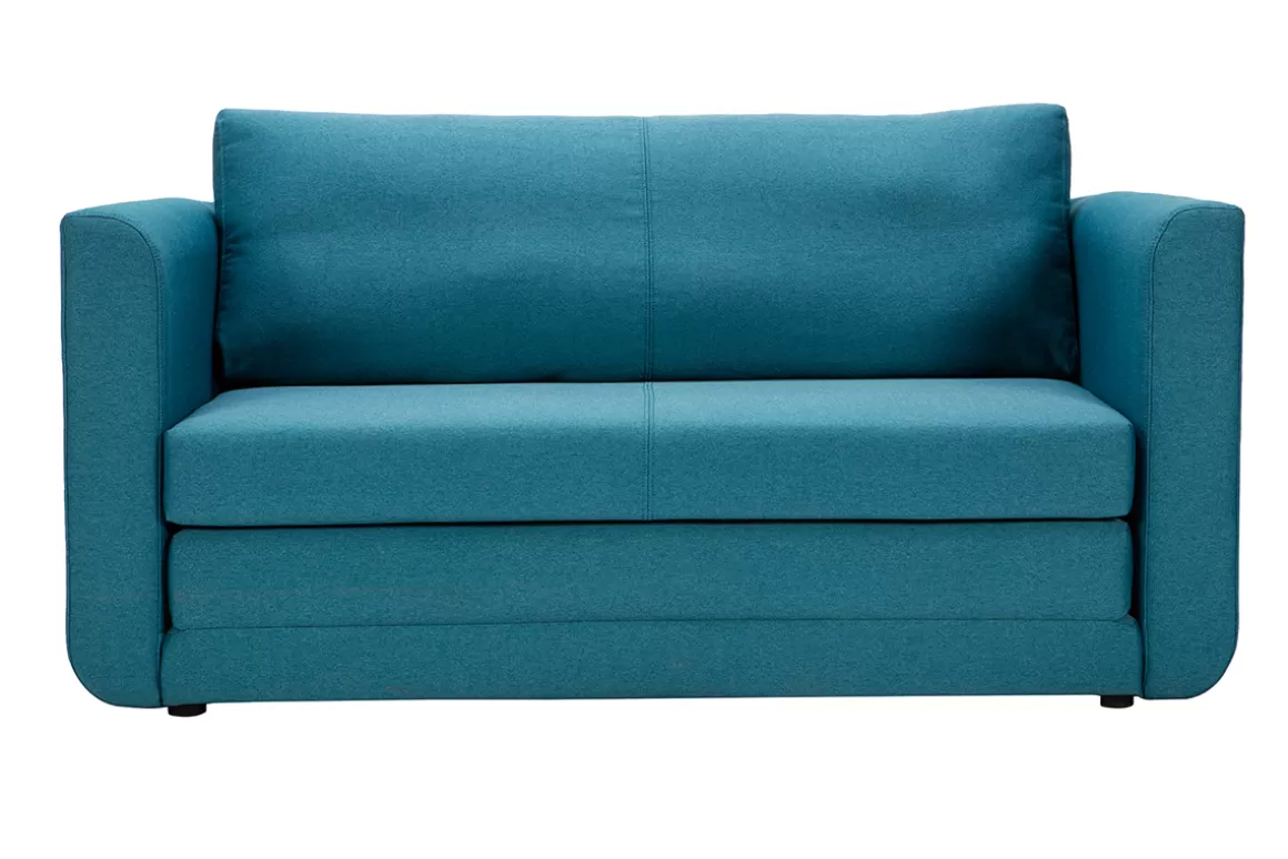 Miliboo 2-Sitzer-Schlafsofa in entemblauem Stoff LEON