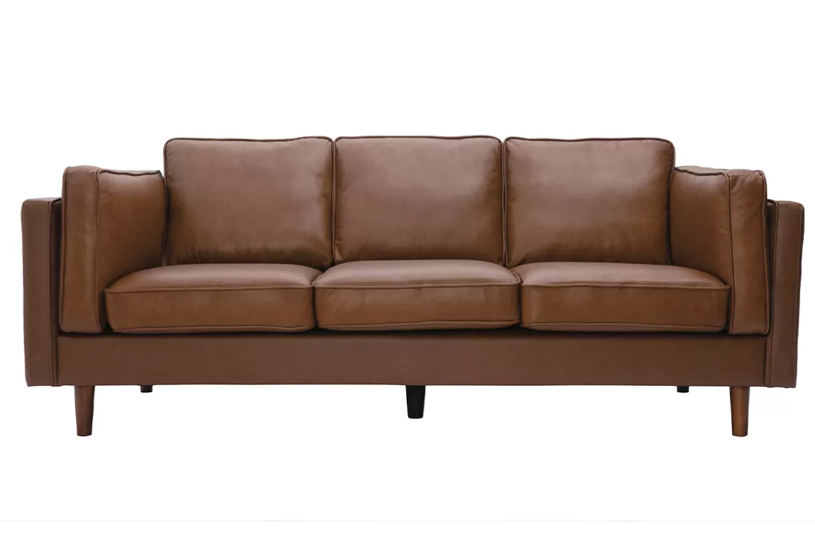 Miliboo 3-Sitzer-Sofa aus braunem Leder BRADLEY - Büffelleder