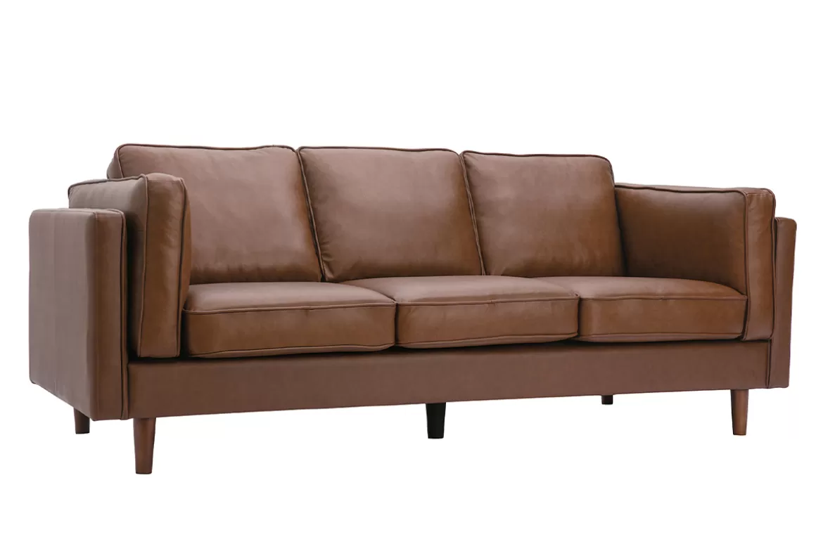 Miliboo 3-Sitzer-Sofa aus braunem Leder BRADLEY - Büffelleder