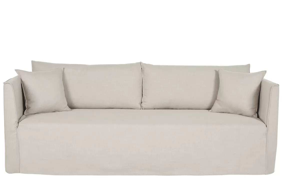 Miliboo 4-5-Sitzer-Sofa mit abnehmbarem Bezug aus beigem Stoff ADELE