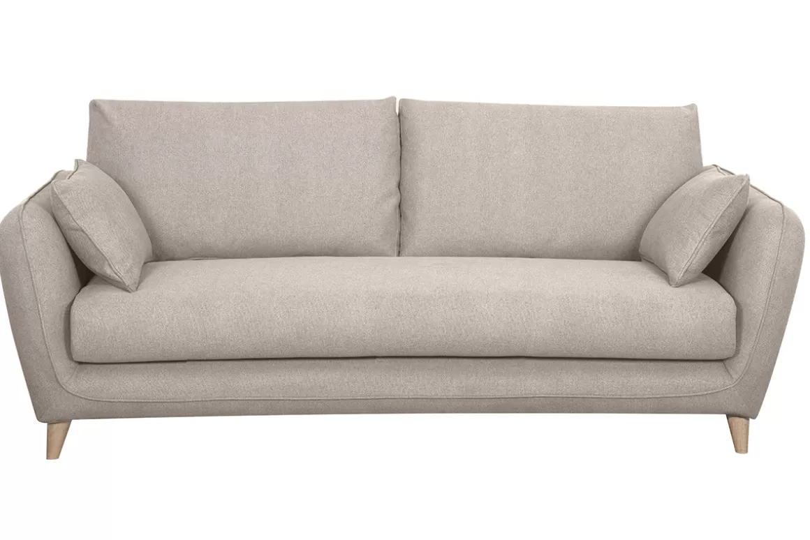 Miliboo Skandinavische Schlafcouch beige mit Matratze Dicke 10 cm 3-Sitzer CREEP