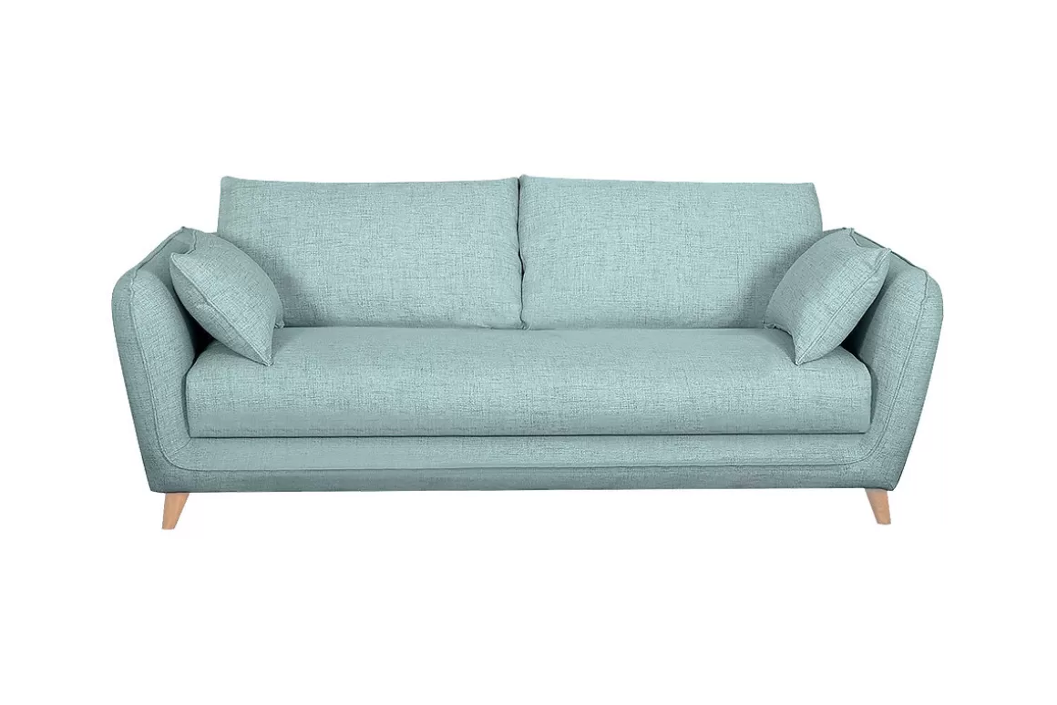 Miliboo Skandinavische Schlafcouch eisblau mit Matratze D10 cm 3-Sitzer CREEP