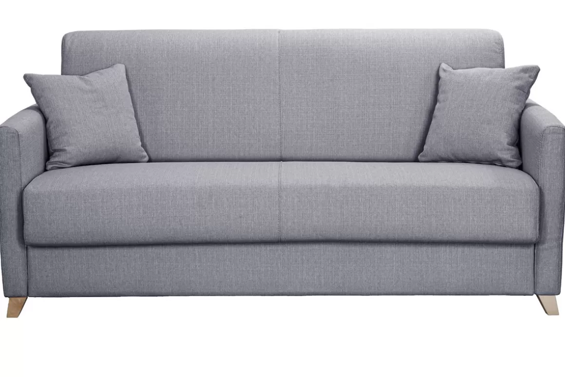 Miliboo Skandinavische Schlafcouch hellgrau mit Matratze 18 cm 3-Sitzer SKANDY