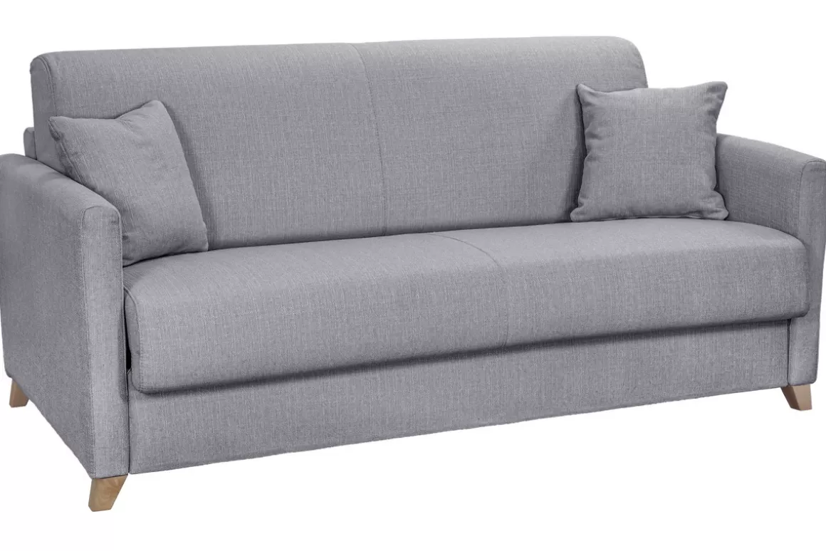 Miliboo Skandinavische Schlafcouch hellgrau mit Matratze 18 cm 3-Sitzer SKANDY