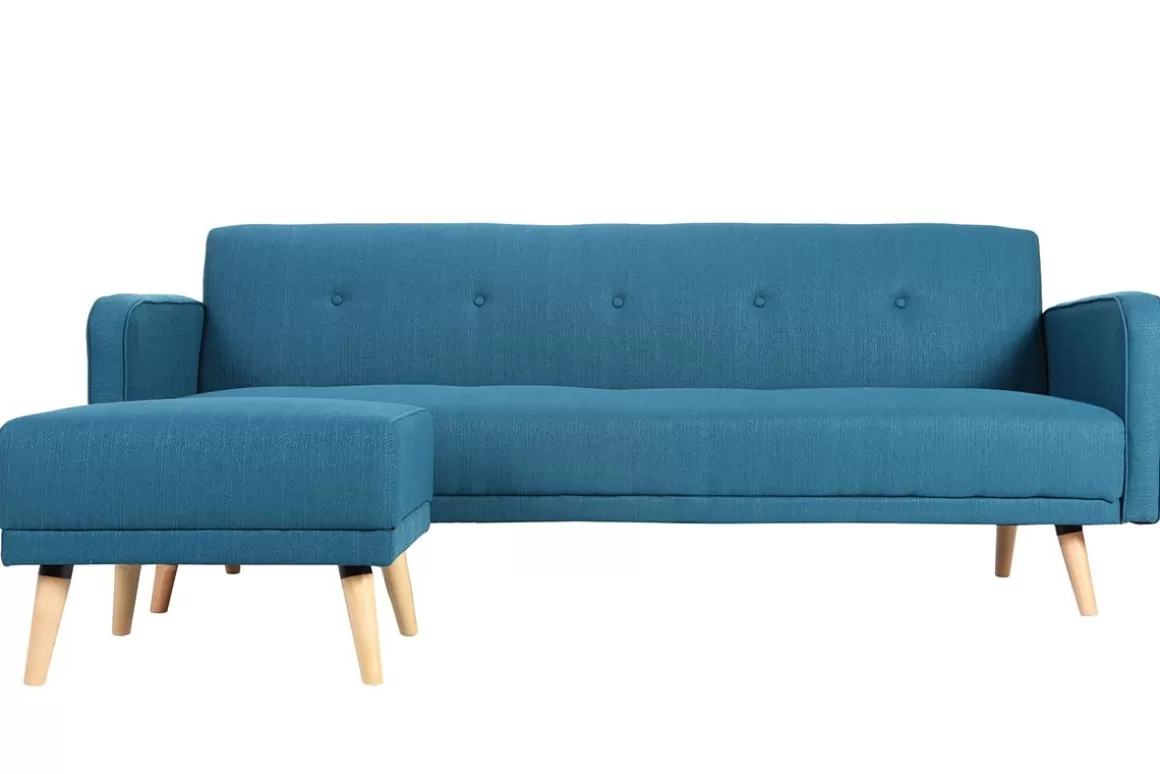 Miliboo Skandinavisches Eck-Schlafsofa entenblau ULLA