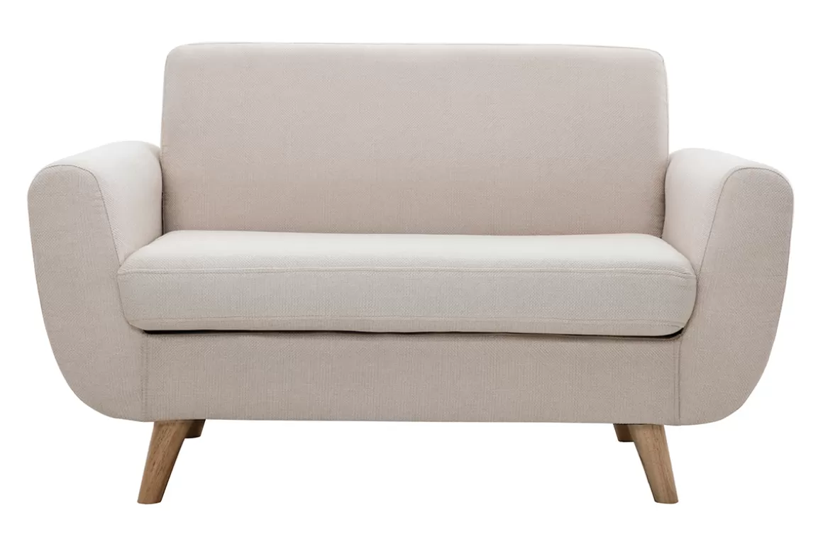 Miliboo Skandinavisches 2-Sitzer-Sofa in Beige aus massivem Hevea PURE