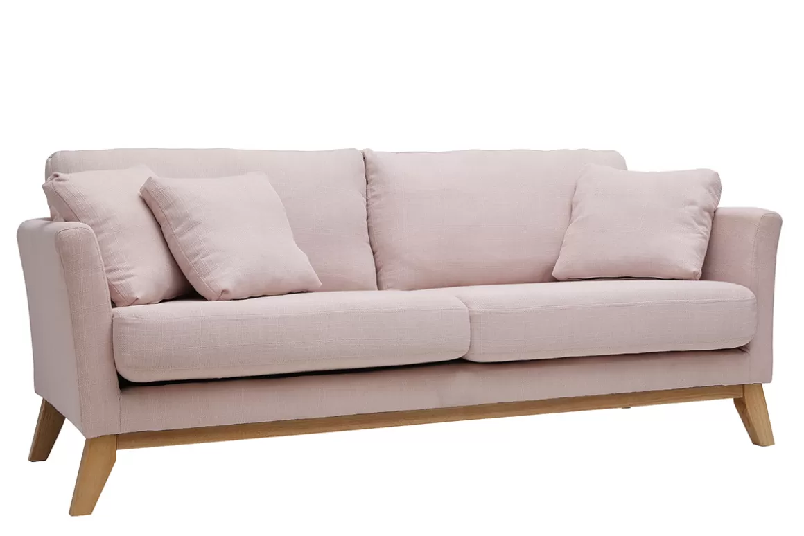 Miliboo Sofa skandinavisch 3 Plätze Bezug abnhembar Rosa OSLO