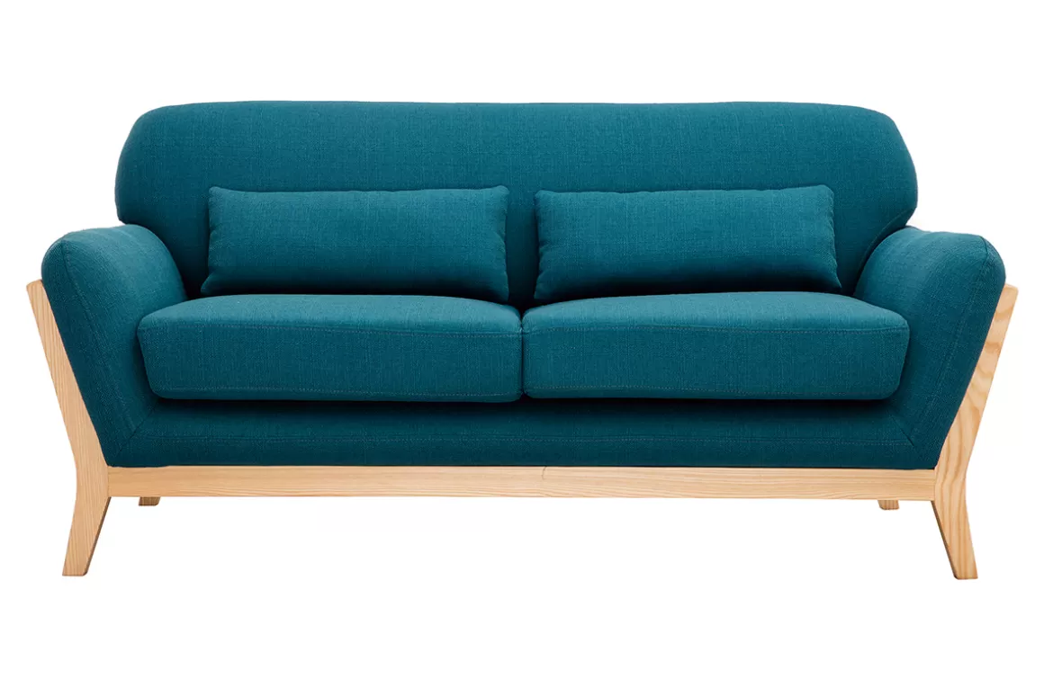 Miliboo Sofa skandinavisch 2 Plätze blaugrüner Stoff YOKO