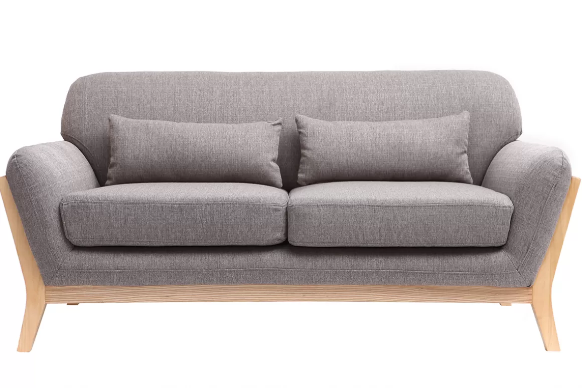 Miliboo Sofa skandinavisch 2 Plätze Grau Holzbeine YOKO