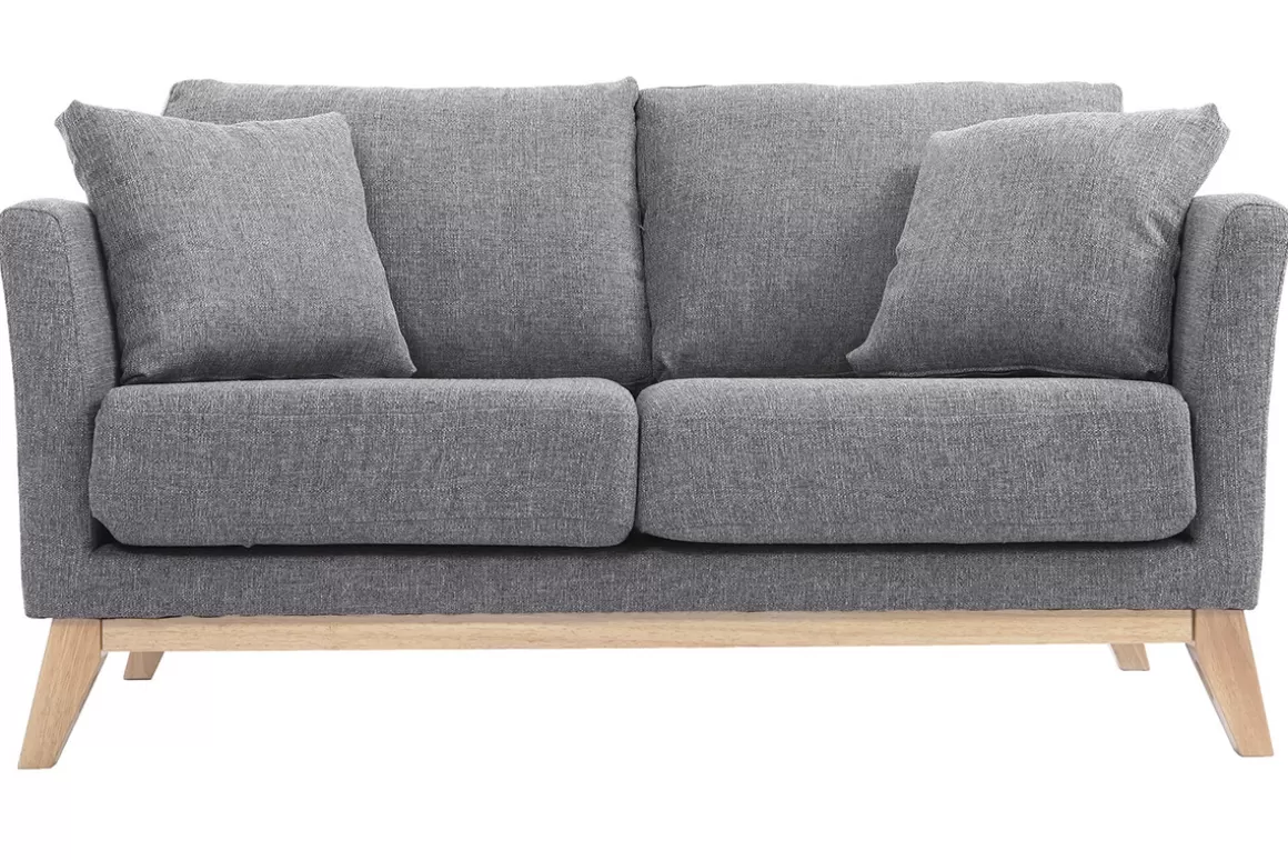 Miliboo Sofa skandinavisch 2 Plätze Hellgrau helle Holzbeine OSLO