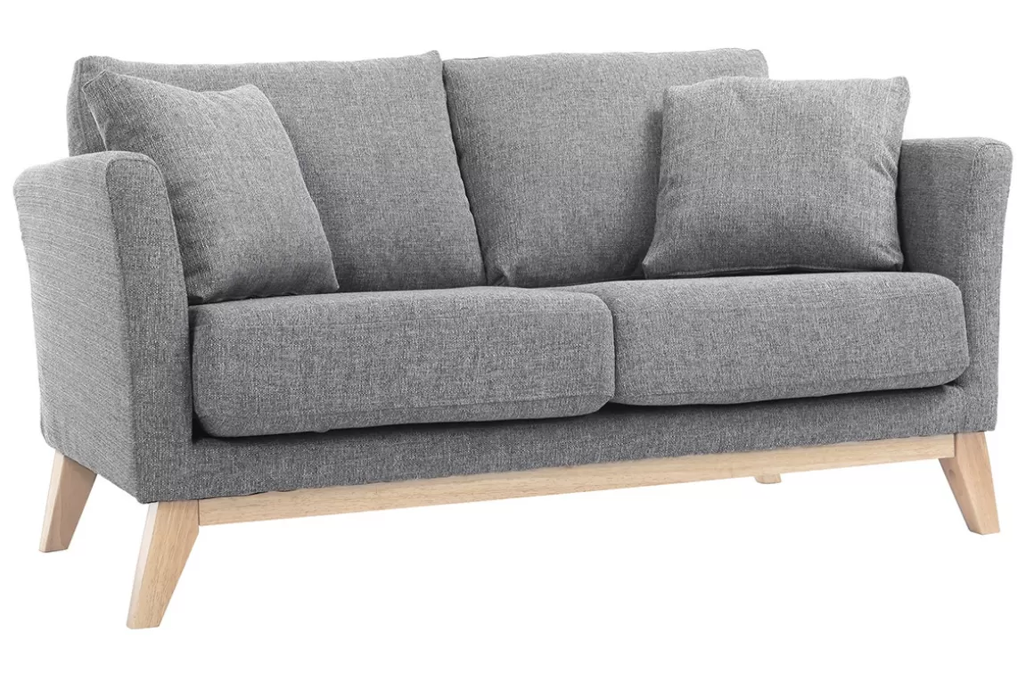 Miliboo Sofa skandinavisch 2 Plätze Hellgrau helle Holzbeine OSLO