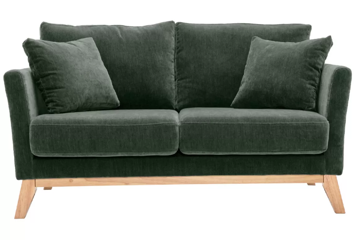 Miliboo Sofa skandinavisch 2 Plätze Khaki Holzbeine OSLO