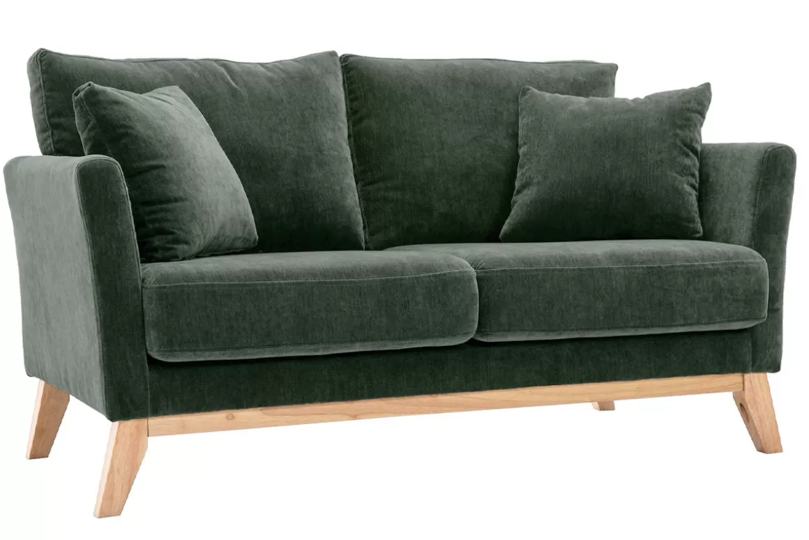 Miliboo Sofa skandinavisch 2 Plätze Khaki Holzbeine OSLO