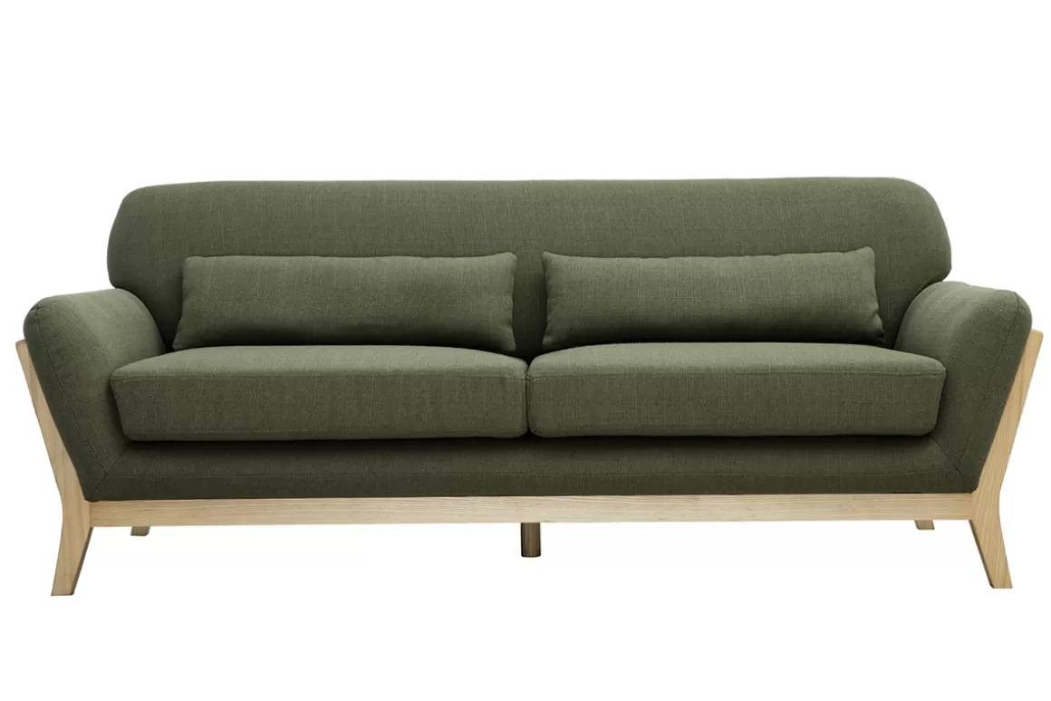 Miliboo Sofa skandinavisch 3 Plätze Khaki YOKO