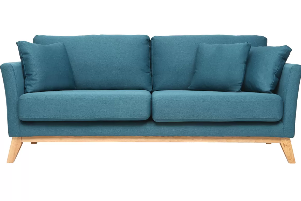 Miliboo Sofa skandinavisch 3 Plätze -Blau Holzbeine OSLO