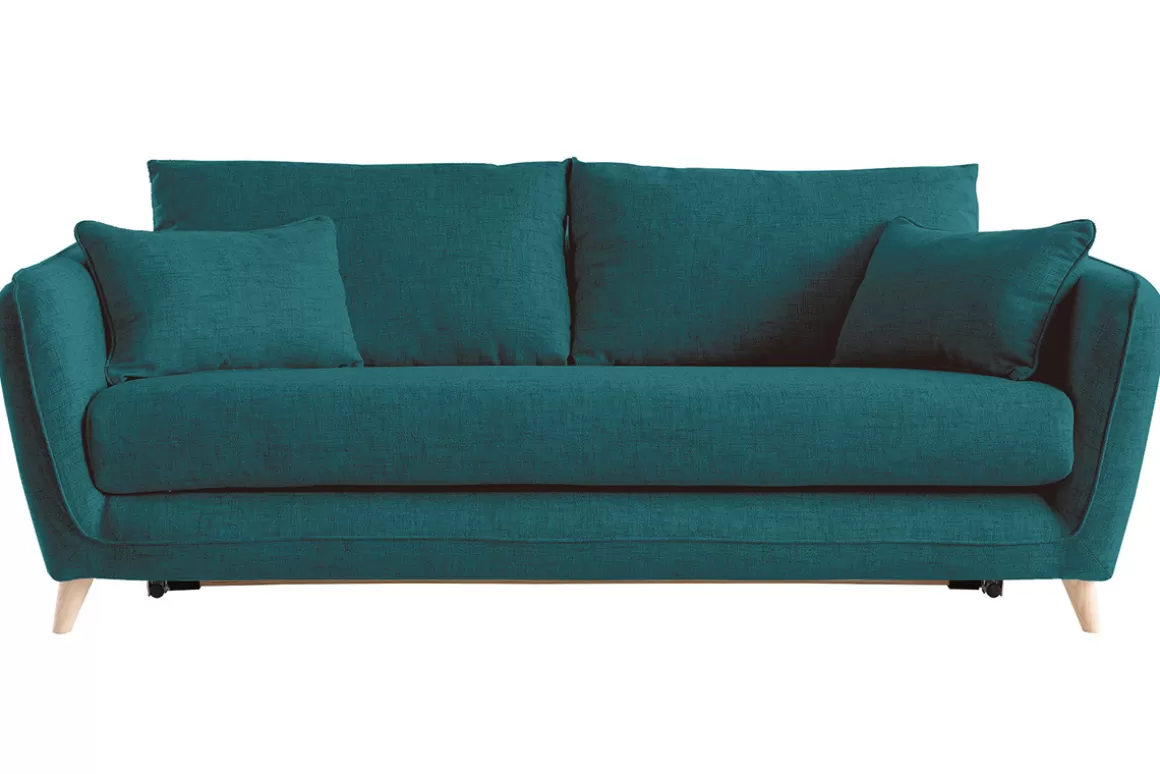 Miliboo Sofa skandinavisch 3 Plätze pfauenblau CREEP