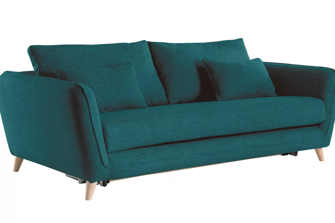 Miliboo Sofa skandinavisch 3 Plätze pfauenblau CREEP