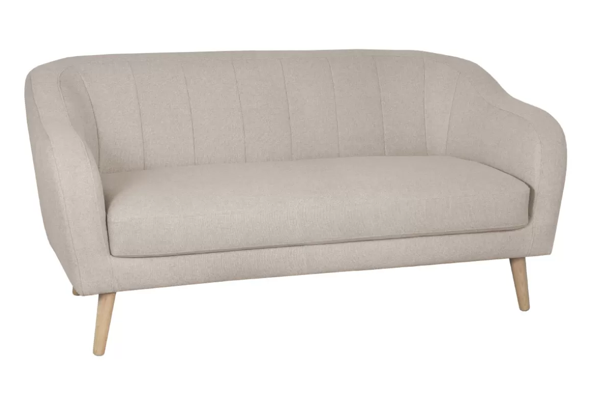 Miliboo Sofa skandinavisch naturbeiger Stoff und Holz 3 Sitzer ISIS