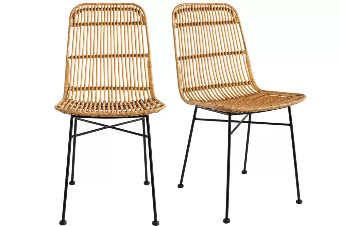 Miliboo Stühle aus Rattan naturfarben 2-er Set MALACCA