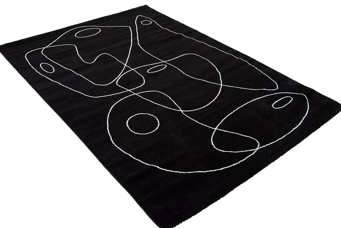 Miliboo Teppich Schwarz mit Line Art Motiv 160x230 cm ARTISTE