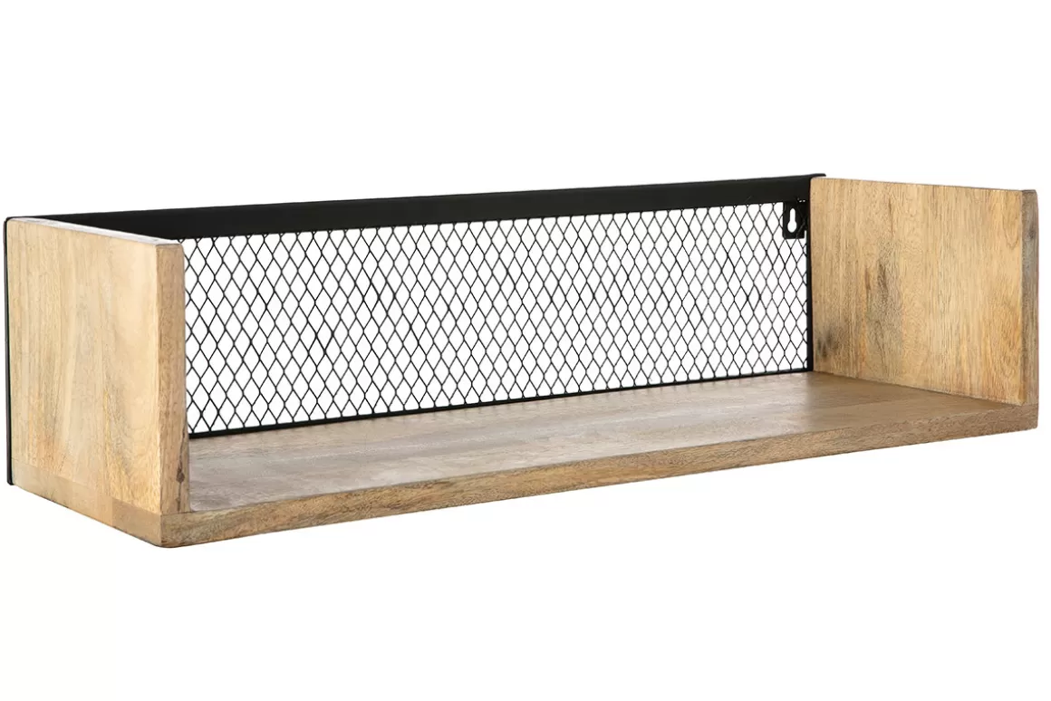 Miliboo Wandregal Industrie-Stil Mangoholz und Metall 60 cm RACK